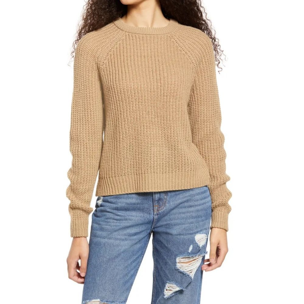 Vero Moda Lea Crew Neck Knit Sweater‎ Tan Women Size XS